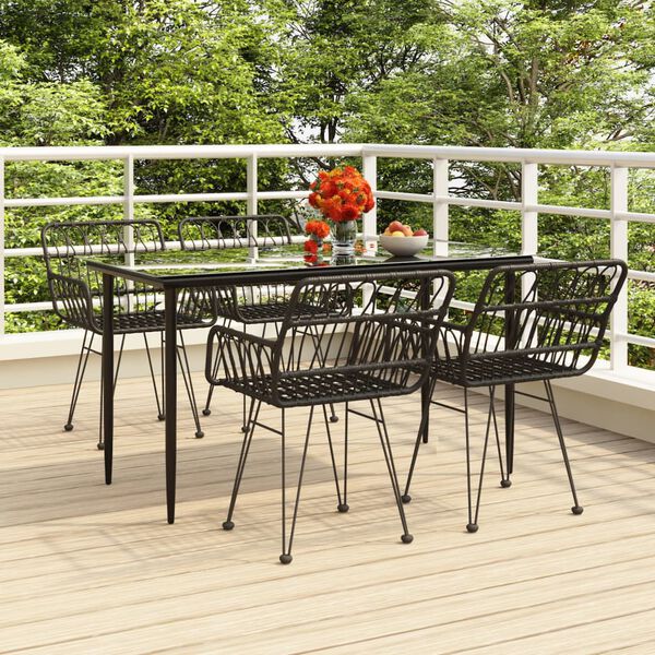 vidaXL 5-tlg. Garten-Essgruppe Schwarz Poly Rattan