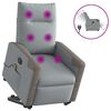 vidaXL Elektrischer Massagesessel mit Aufstehhilfe Hellgrau Stoff