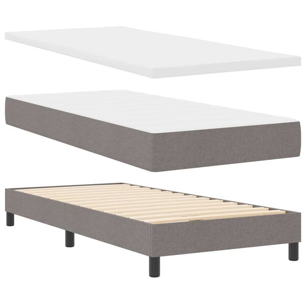 vidaXL Boxspringbett mit Matratze Taupe 200 x 90 cm Polyester