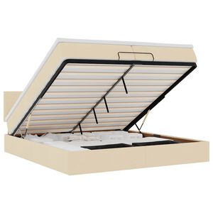 vidaXL Ottoman-Bett mit Matratzen & LEDs Creme 200x200 cm Stoff