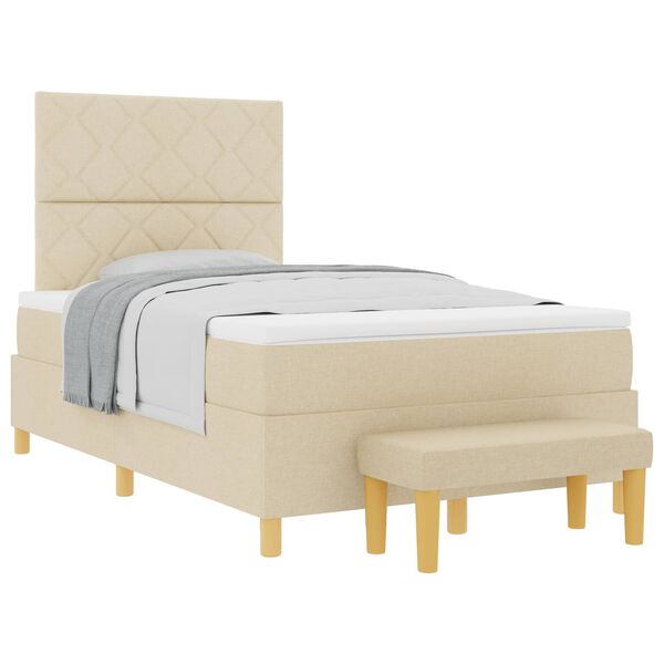 vidaXL Boxspringbett mit Matratze Creme 120 x 190 cm Stoff