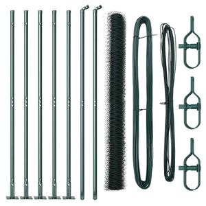 vidaXL Zaunpfosten Gr&uuml;n 10 x 1,5 m (50 mm Maschenweite) Stahl und PVC