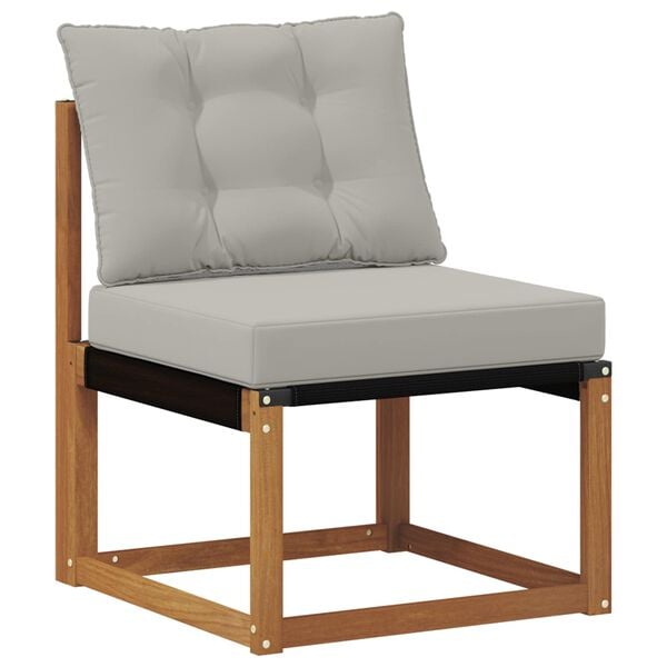 vidaXL Outdoor-Sofagarnitur mit Kissen 11 pcs Nat&uuml;rlich und Hellgrau