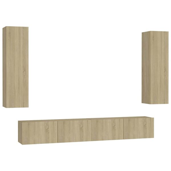 vidaXL 4-tlg. TV-Schrank-Set Sonoma-Eiche Holzwerkstoff