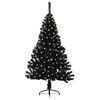 vidaXL K&uuml;nstlicher vorbeleuchteter Weihnachtsbaum Schwarz 150 cm PVC