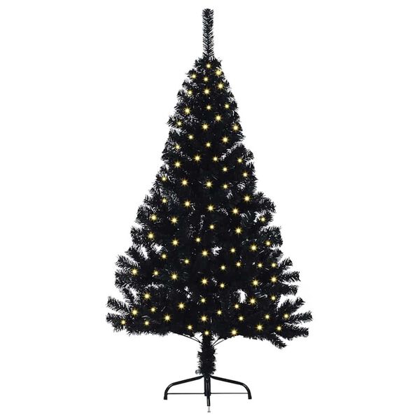 vidaXL K&uuml;nstlicher vorbeleuchteter Weihnachtsbaum Schwarz 150 cm PVC
