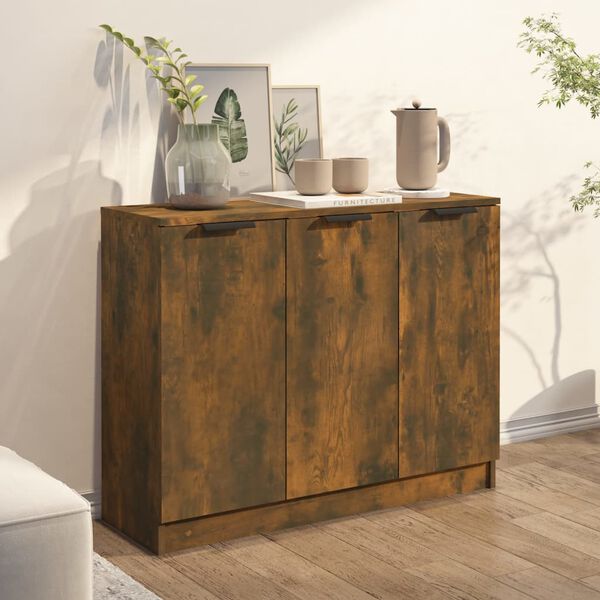 vidaXL Sideboard Räuchereiche 90,5x30x70 cm Holzwerkstoff