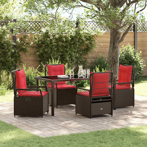 vidaXL Garten Essgruppe 5 pcs Braun Poly-Rattan