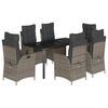 vidaXL 7-tlg. Garten-Essgruppe mit Kissen Grau Poly Rattan