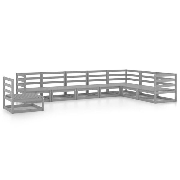 vidaXL 8-tlg. Garten-Lounge-Set Grau Kiefer Massivholz