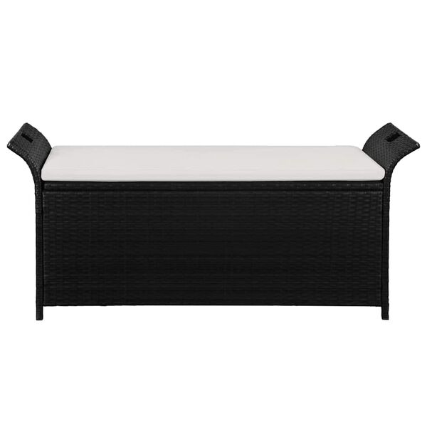 vidaXL Truhenbank mit Polster 138 cm Poly Rattan Schwarz