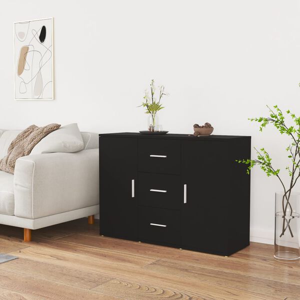 vidaXL Sideboard Schwarz 91x29,5x65 cm Holzwerkstoff