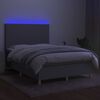 vidaXL Boxspringbett mit Matratze & LED Hellgrau 140x200 cm Stoff