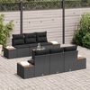vidaXL Garten-Sofa-Set mit Kissen 7 pcs Schwarz Poly Rattan