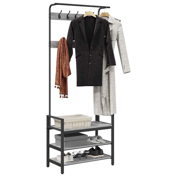 vidaXL Kleiderständer Grau Sonoma 75 x 34 x 184 cm Holzwerkstoff
