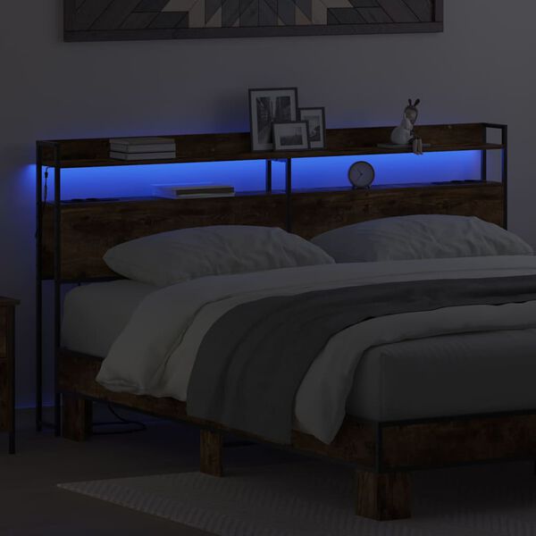 vidaXL Aufbewahrungskopfteil R&auml;uchereiche 180 cm Holzwerkstoff