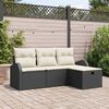 vidaXL Garten-Sofa-Set mit Kissen 4 pcs Schwarz Poly Rattan