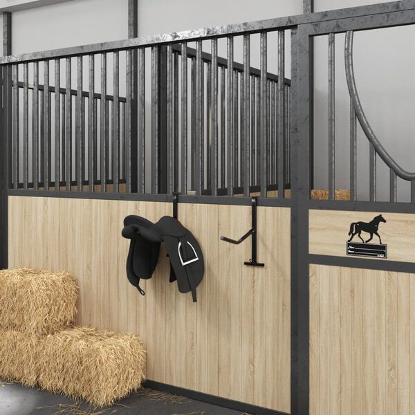 vidaXL Sattelhalter mit Trensenhaken Einarmig Tragbar Schwarz Eisen