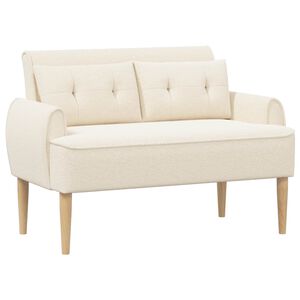 vidaXL Zweisitzer mit Knopfheftung Creme 117 x 67 x 77 cm Boucl&eacute;