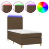 vidaXL Boxspringbett mit Matratze & LED Dunkelbraun 90x200 cm Stoff