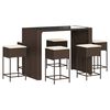 vidaXL 7-tlg. Gartenbar-Set mit Kissen Braun Poly Rattan