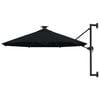 vidaXL Sonnenschirm zur Wandmontage mit LEDs 300 cm Schwarz