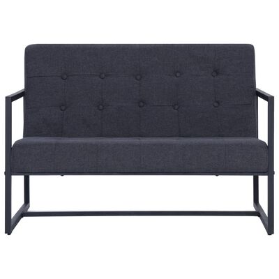 vidaXL 2-Sitzer-Sofa mit Armlehnen Dunkelgrau Stahl und Stoff