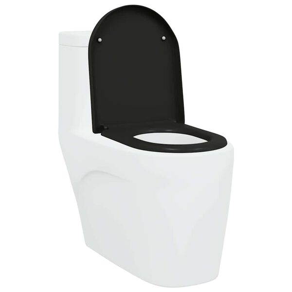 vidaXL Schnellverschluss-WC-Sitz Schwarz 46,2 x 36 x 4,3 cm Duroplast