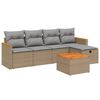 vidaXL 6-tlg. Garten-Sofagarnitur mit Kissen Beige Poly Rattan