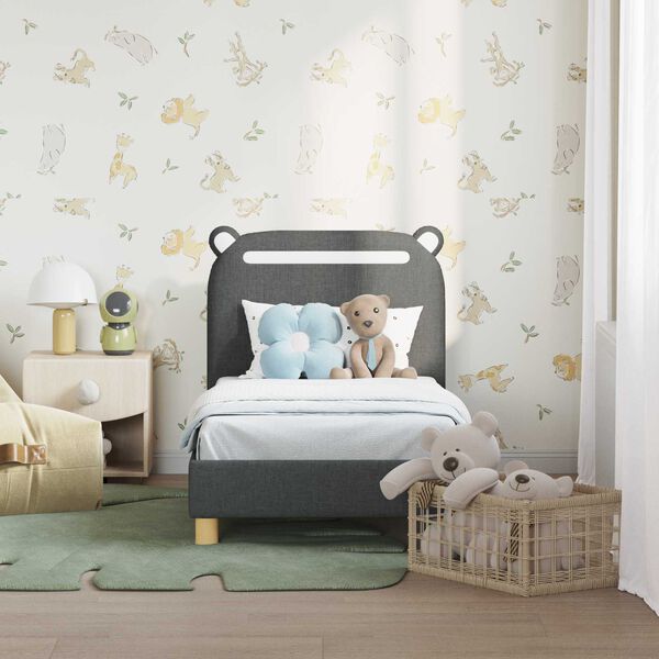 vidaXL Kinderbettgestell mit Kopfteil Dunkelgrau 70 x 140 cm Stoff