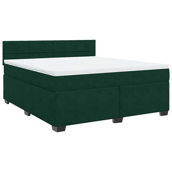 vidaXL Boxspringbett mit Matratze Dunkelgr&uuml;n 180x200 cm Samt