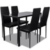 vidaXL Essgruppe Tisch St&uuml;hle 5-tlg. Kunstleder Schwarz