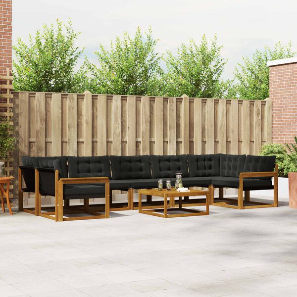 vidaXL Outdoor-Sofagarnitur mit Kissen 8 pcs Nat&uuml;rlich und Schwarz