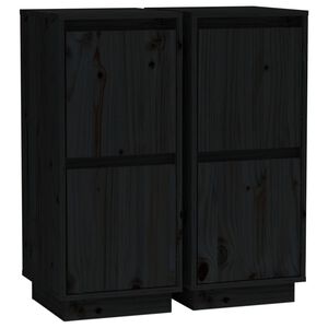 vidaXL Sideboards 2 Stk. Schwarz 31,5x34x75 cm Massivholz Kiefer