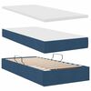 vidaXL Bett mit LED-Lichtleisten mit Kopfteil Blau 180 x 200 cm Stoff