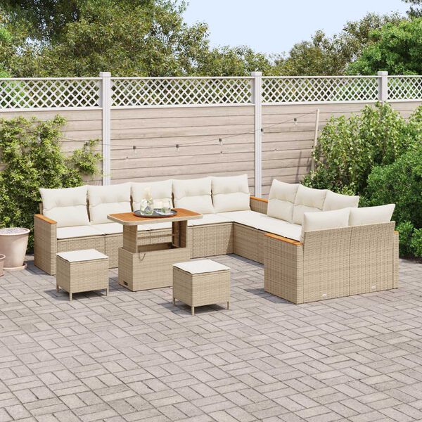 vidaXL Gartensofa-set 13 pcs Beige Poly-Rattan