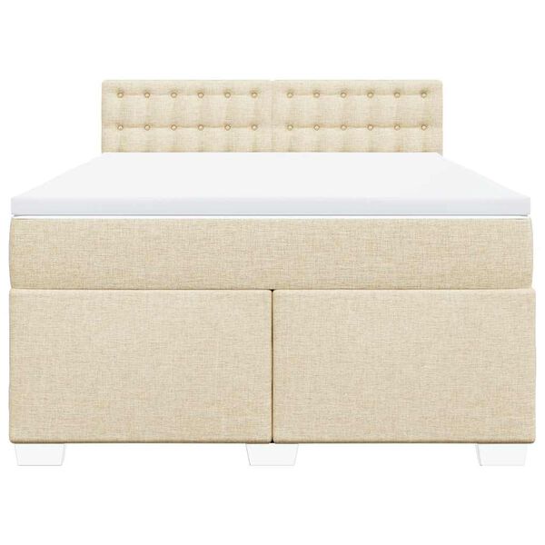 vidaXL Boxspringbett mit Matratze Creme 140x190 cm Stoff