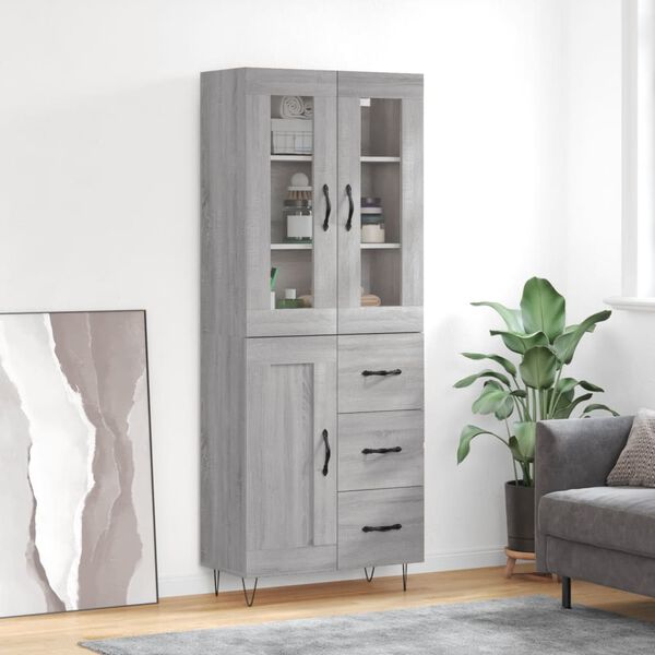 vidaXL Highboard Grau Sonoma 69,5x34x180 cm Holzwerkstoff