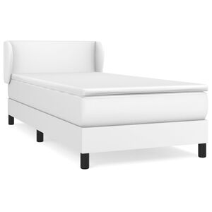 vidaXL Boxspringbett mit Matratze Wei&szlig; 90x190 cm Kunstleder