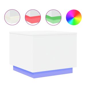 vidaXL Couchtisch mit LED-Leuchten Wei&szlig; 50x50x40 cm