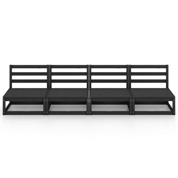 vidaXL Outdoor-Sofa 4-Sitzer Schwarz Massivholz Kiefer