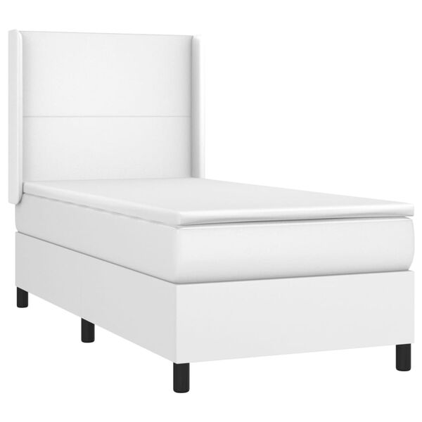 vidaXL Boxspringbett mit Matratze & LED Weiß 80x200 cm Kunstleder