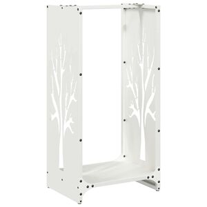 vidaXL Brennholzregal Wei&szlig; 40x30x80 cm Kaltgewalzter Stahl