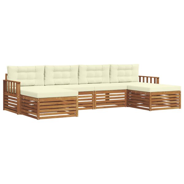 vidaXL Sofagarnituren 6 pcs Natur und Creme Massivholz Akazie