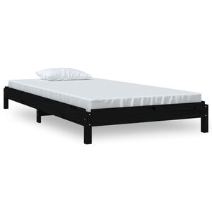 vidaXL Stapelbett Schwarz 75x190 cm Massivholz Kiefer