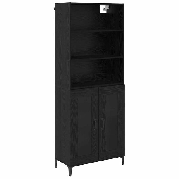 vidaXL Highboard Schwarz Eichen-Optik 69,5 x 34 x 180 cm Holzwerkstoff