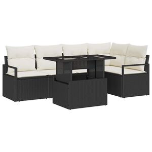 vidaXL Gartensofa-set mit Speicher 6 pcs Schwarz und Creme Poly-Rattan