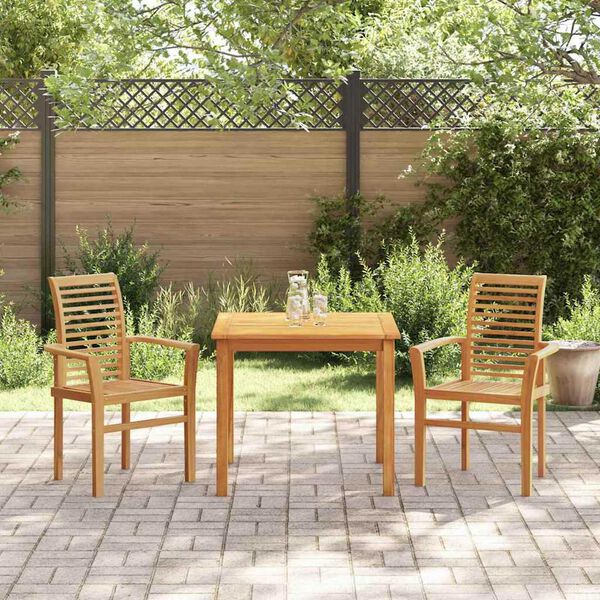 vidaXL Stuhl 2 pcs Braun 62,5 x 54,5 x 95,5 cm Massivholz Teak