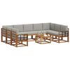 vidaXL Outdoor-Sofagarnitur mit Kissen 10 pcs Nat&uuml;rlich und Hellgrau