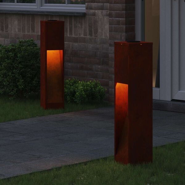 vidaXL Solar LED Wegeleuchte 2 pcs Bronze Wetterfeststahl